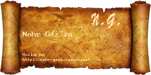 Nehr Géza névjegykártya
